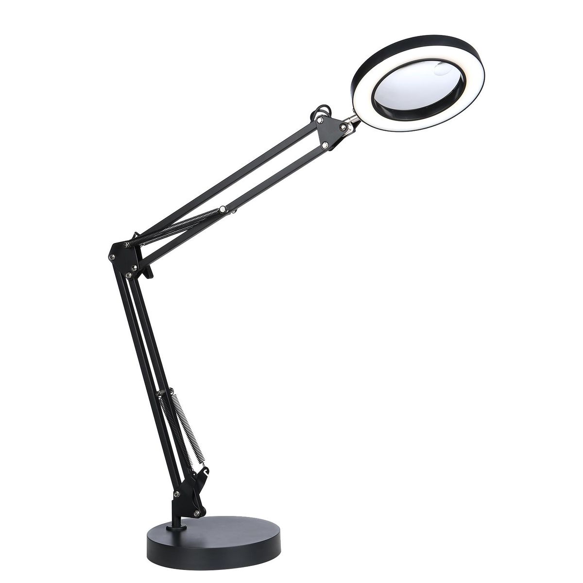 2 In 1 72LEDs 10W 5X/10X Magnifying Glass Desk Lamp LEDs Lighted Magnifier with Metal Clamp USB Powered/ 3 Colors Temperature Changing/ 10 Levels Dimmable Brightness Adjustable/ Power-off Memory Function/  Adjustable Illumina