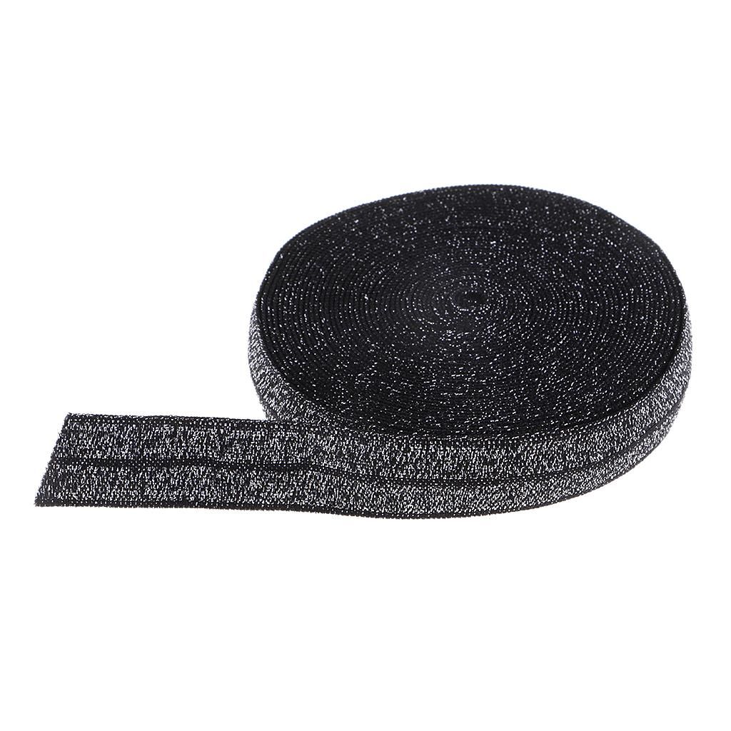 Glitter Flat Cotton Elastic For Waistbands Cuffs Tailoring & Black
