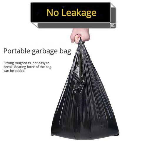 Trash Bag Kitchen Garbage Black Vest Plastic Bag For 50Pcs