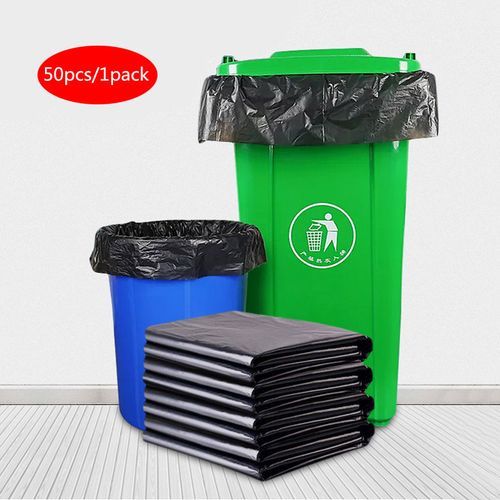 Trash Bag Large Capacity Heavy Black Garbage Bag For 50Pcs