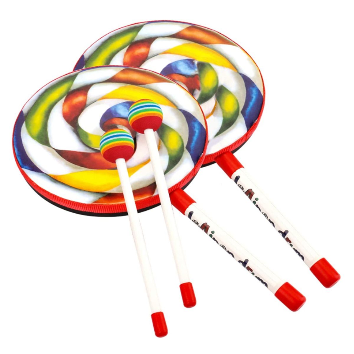 Orff Instruments 2Pack Lollipop Drums 6Inch Dance Props