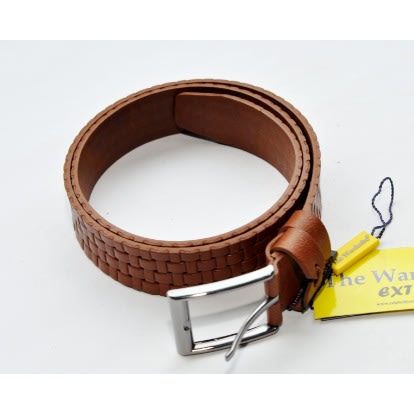 Leather Men Matted Pattern Belt-Brown-mb-9644 -Size: 120/48