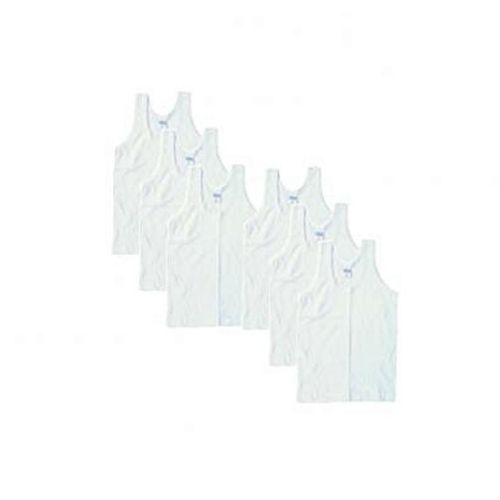 High Quality Vests For Boys White - 6in1 Pack