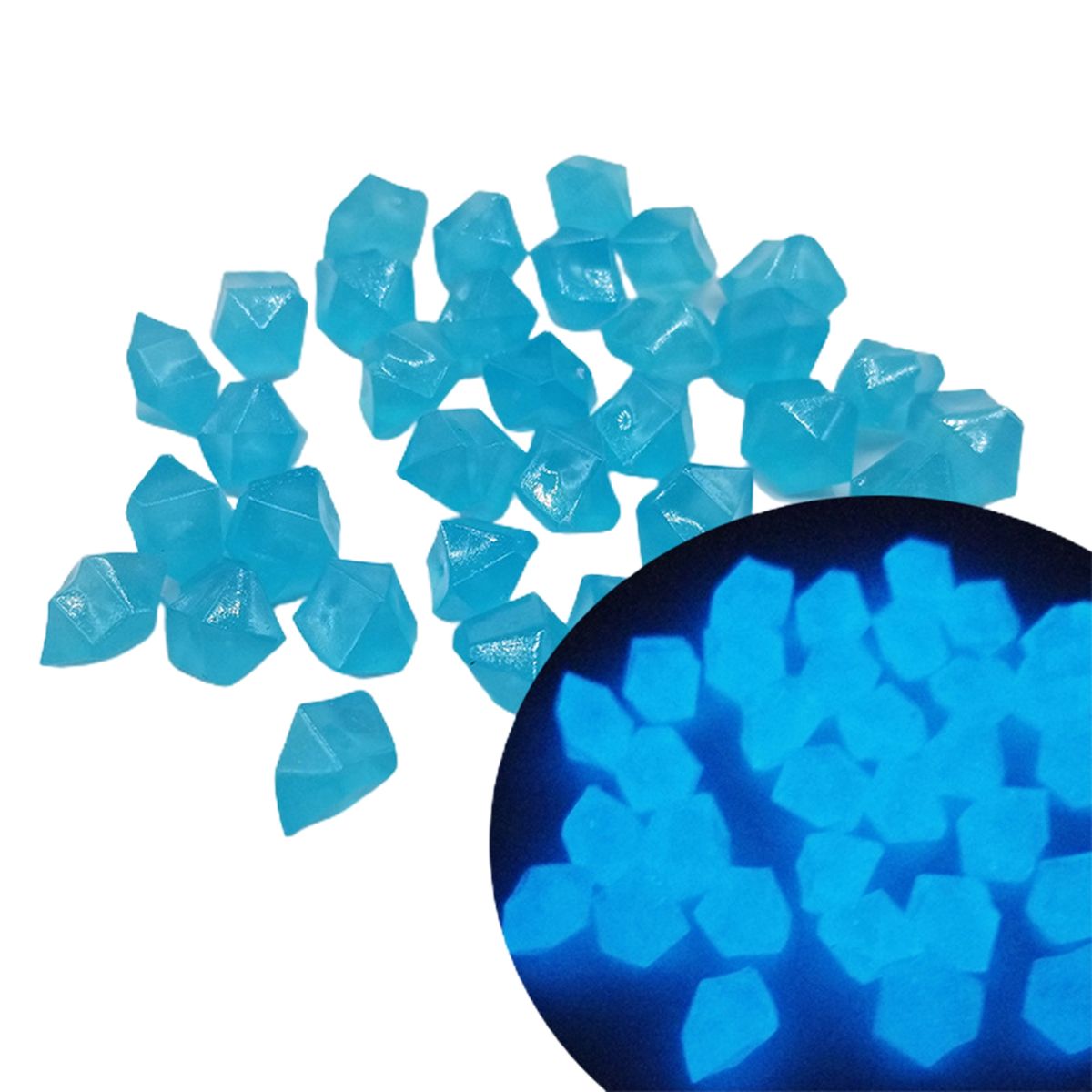 300Pcs Luminous Stone   Glow In The Dark Pebbles Lake Blue 1