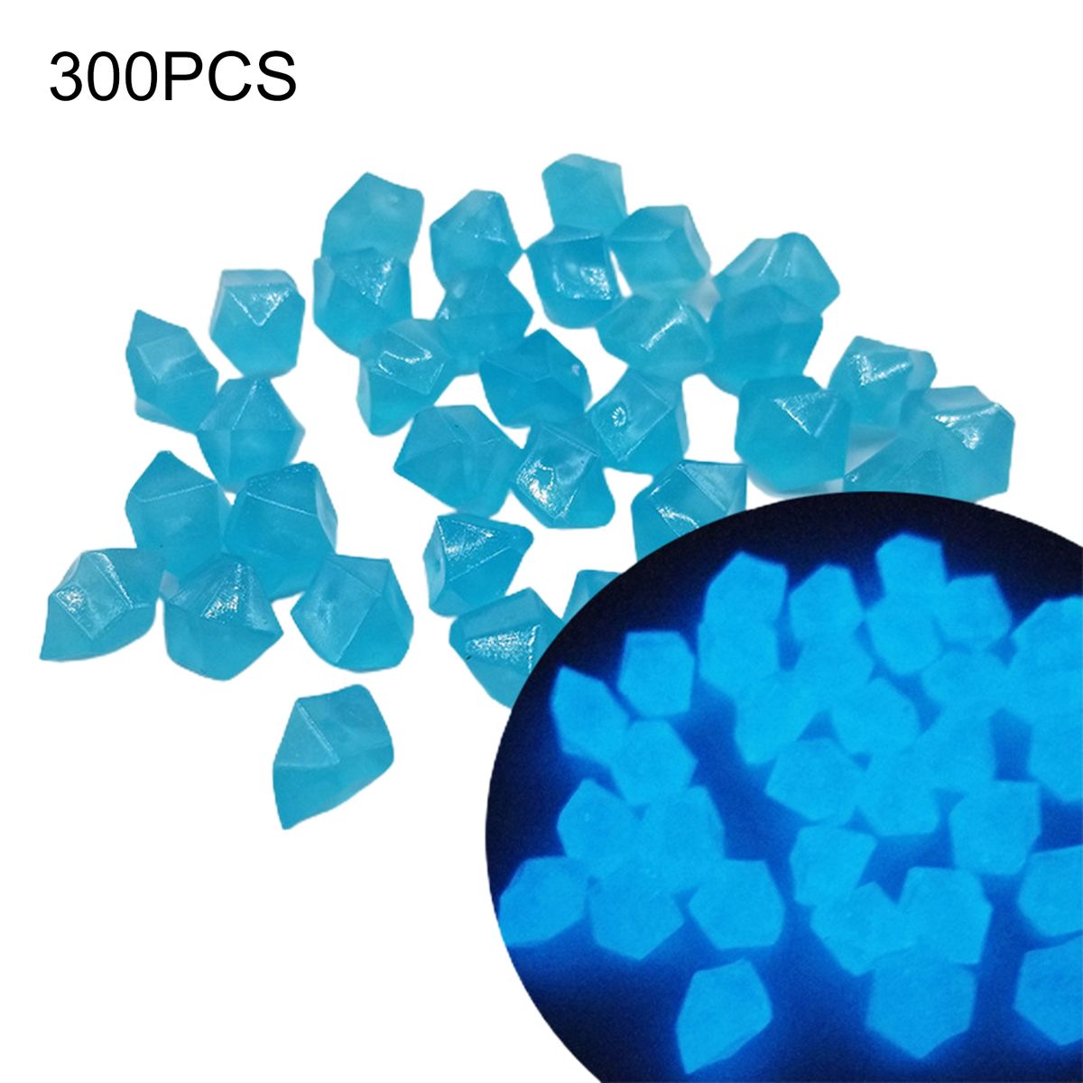 300Pcs Luminous Stone   Glow In The Dark Pebbles Lake Blue 1