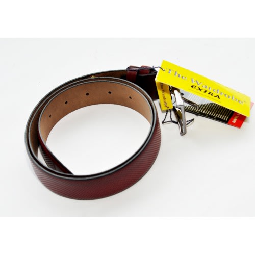 Leather Dotted Styled Men Belt-Mb-9681-Wine -Size-120/48 Cm