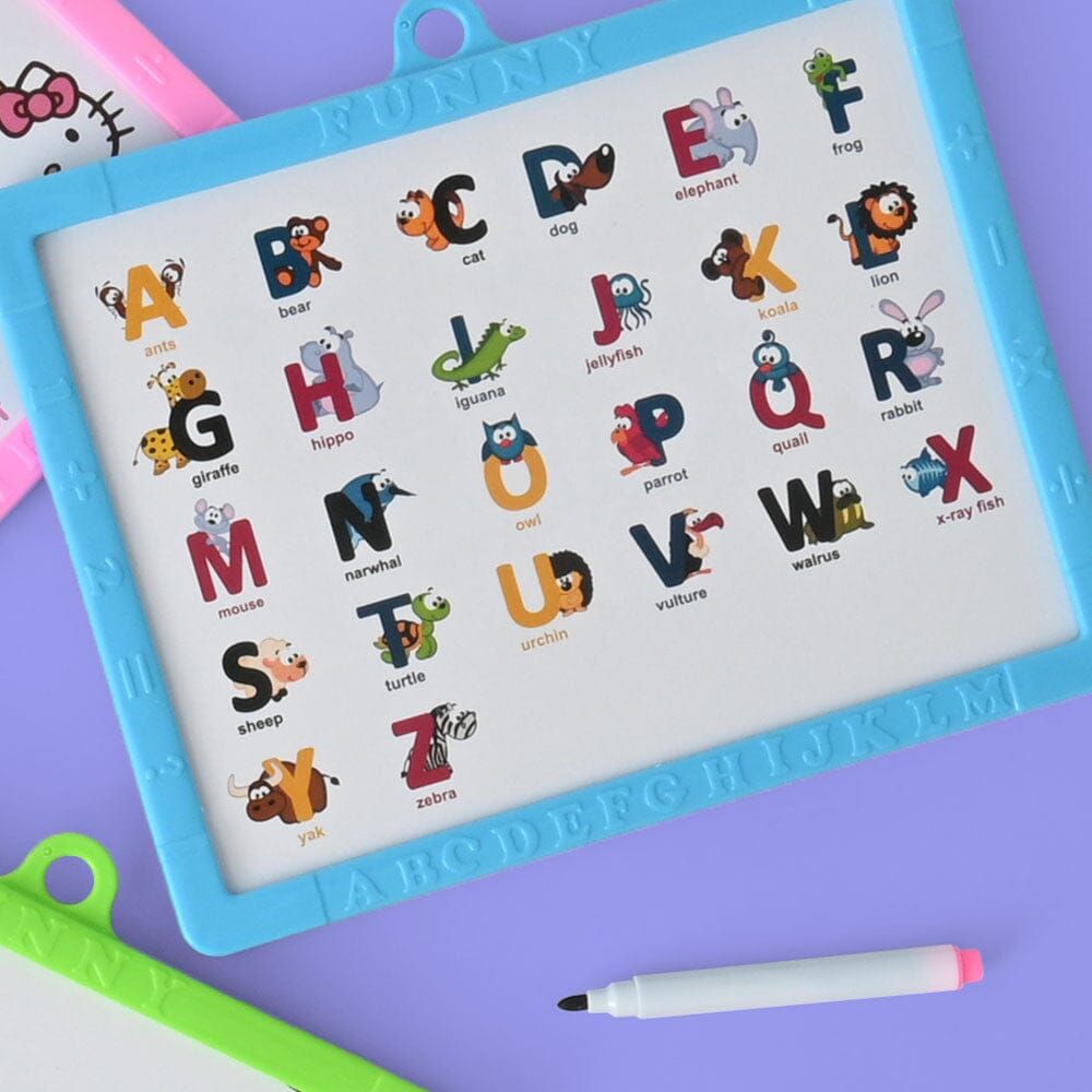 Kid's Alphabet Printed Dual Sided Education Erasable White Board Drawing Writing Pad Tab