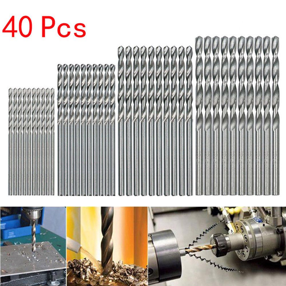 40 Pcs Drill HSS Bit 0.5mm-2.0mm Straight Shank PCB Twist
