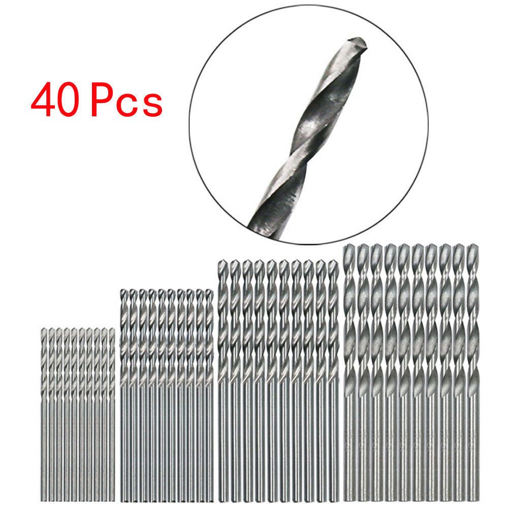 40 Pcs Drill HSS Bit 0.5mm-2.0mm Straight Shank PCB Twist