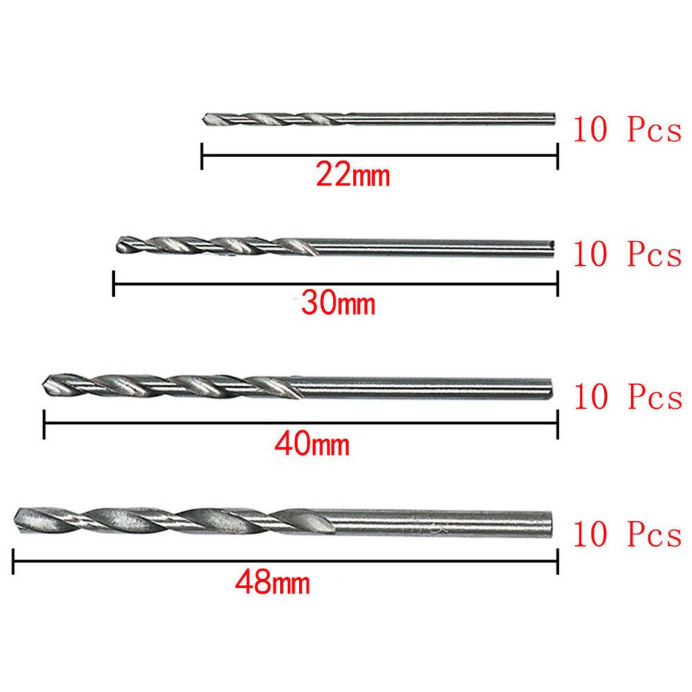 40 Pcs Drill HSS Bit 0.5mm-2.0mm Straight Shank PCB Twist