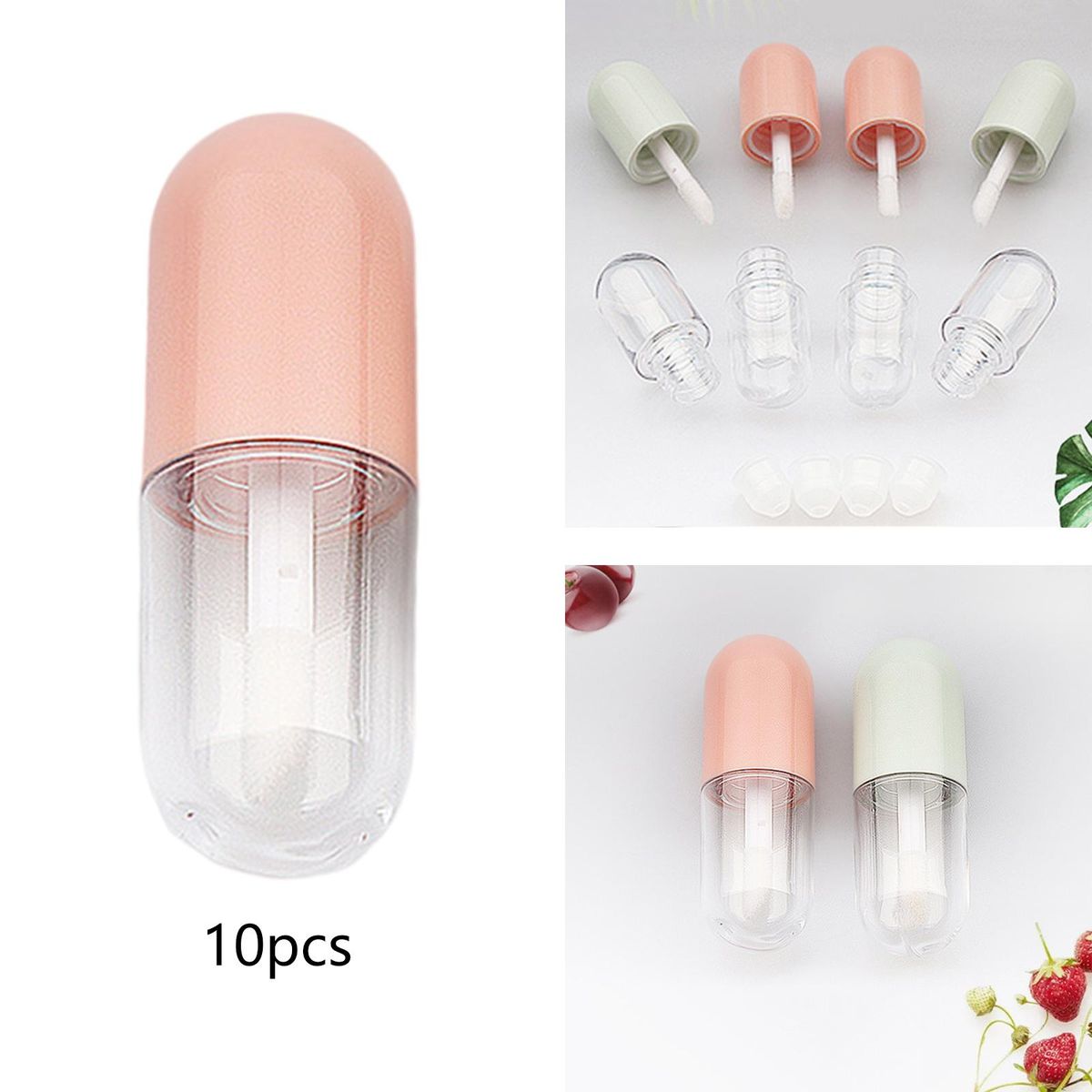 Lipgloss Container With Insert Stoppers  Tubes For DIY Pink