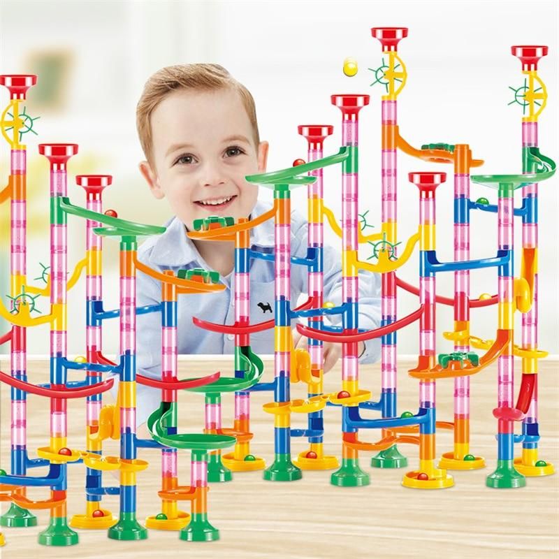 105pcs DIY Maze Balls Track Building Blocks Toys For Children Construction Marble Race Run Pipeline Block Educational Toy Game
