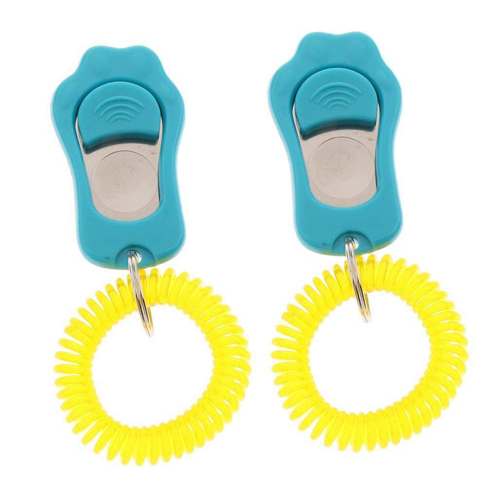 2Pcs Big Button Dog Cat Training Clicker, Clicker With Blue Strap Blue