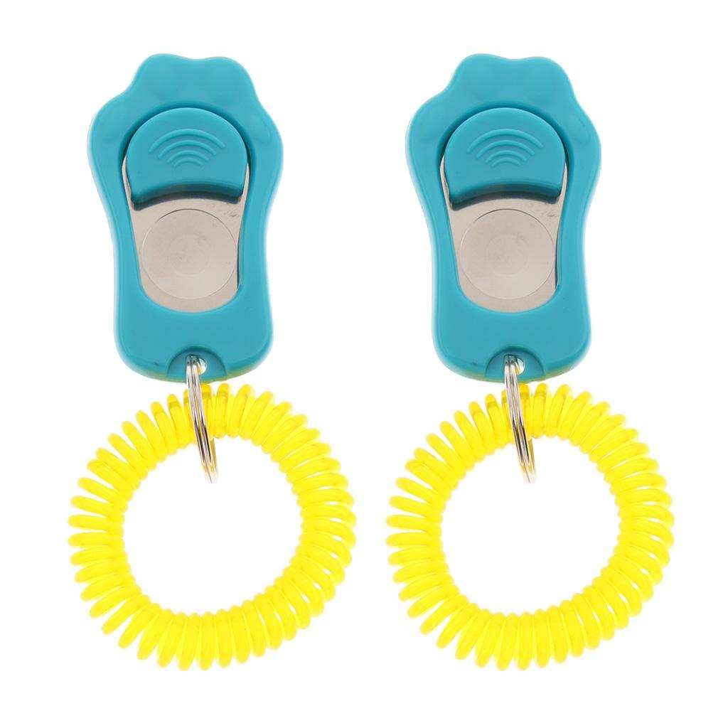 2Pcs Big Button Dog Cat Training Clicker, Clicker With Blue Strap Blue