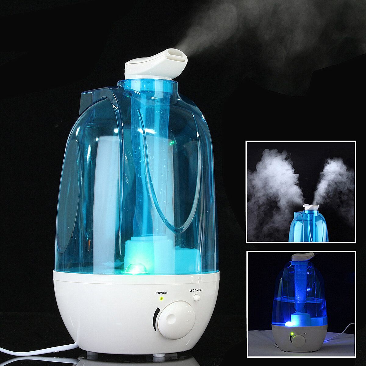 4L Potable LED Ultrasonic Humidifier Atomiser Air Purifier Home/Office 20m2 Room