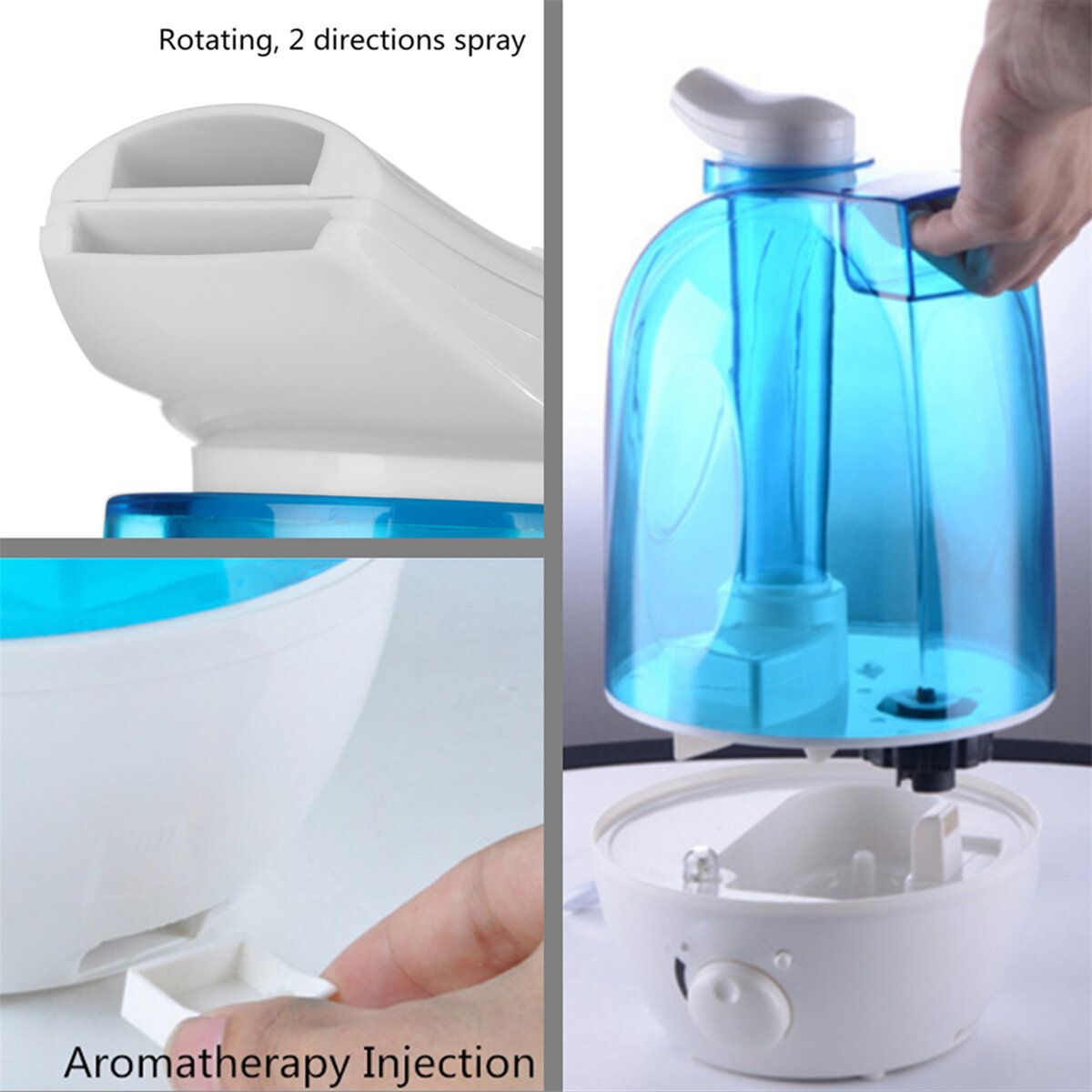 4L Potable LED Ultrasonic Humidifier Atomiser Air Purifier Home/Office 20m2 Room