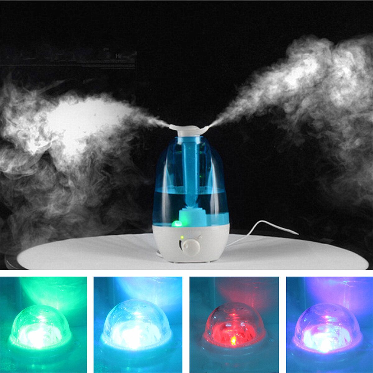 4L Potable LED Ultrasonic Humidifier Atomiser Air Purifier Home/Office 20m2 Room