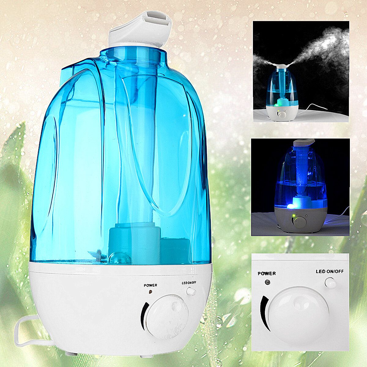 4L Potable LED Ultrasonic Humidifier Atomiser Air Purifier Home/Office 20m2 Room
