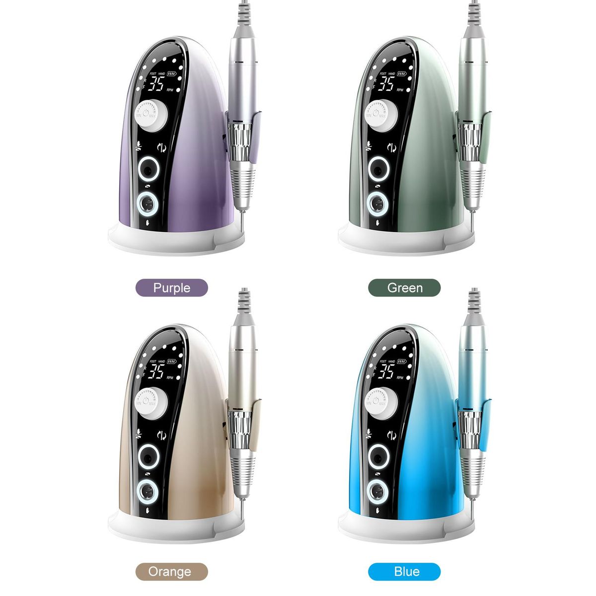 Electric Nail Drill Machine 35000 RPM Adjustable Rotate Speed Nail File Manicure Tool Kit Professional Pedicure Machine Set with Replaceable Grinding Heads