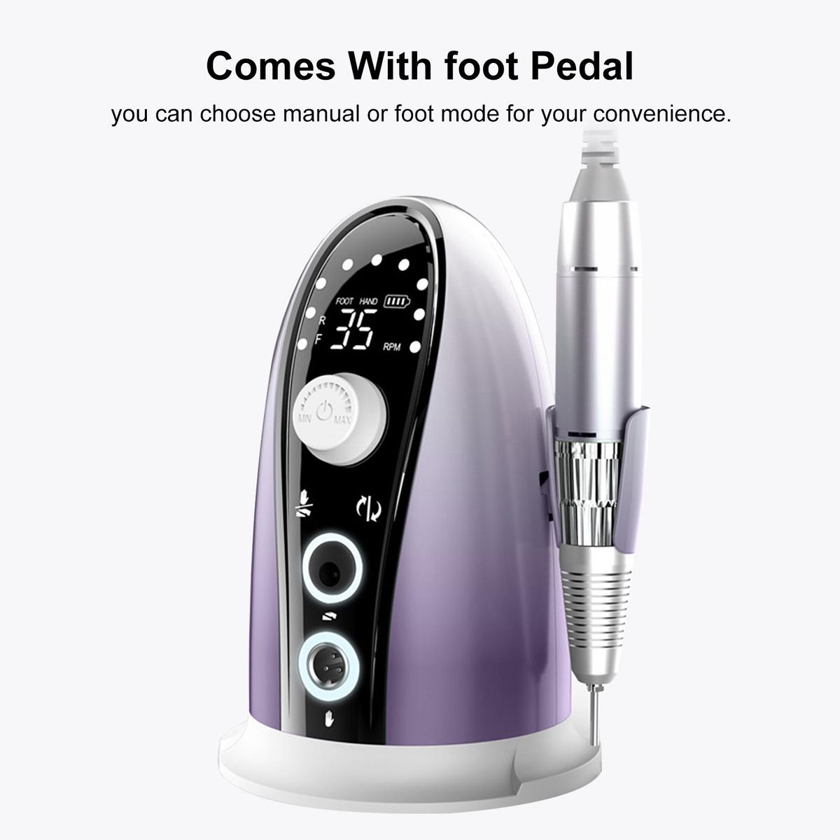 Electric Nail Drill Machine 35000 RPM Adjustable Rotate Speed Nail File Manicure Tool Kit Professional Pedicure Machine Set with Replaceable Grinding Heads