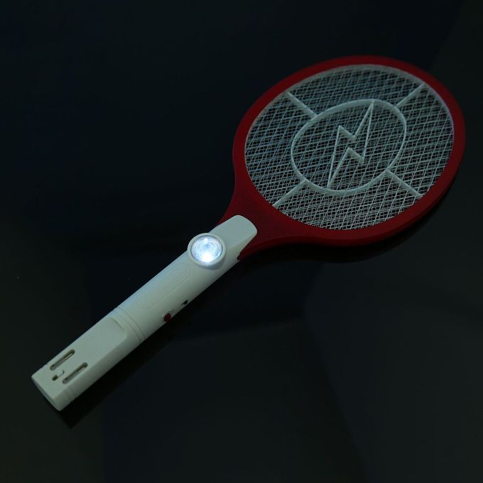 MT Rechargeable Electronic Mosquito Insect Bug Fly Zapper Swatter Net Racket-red