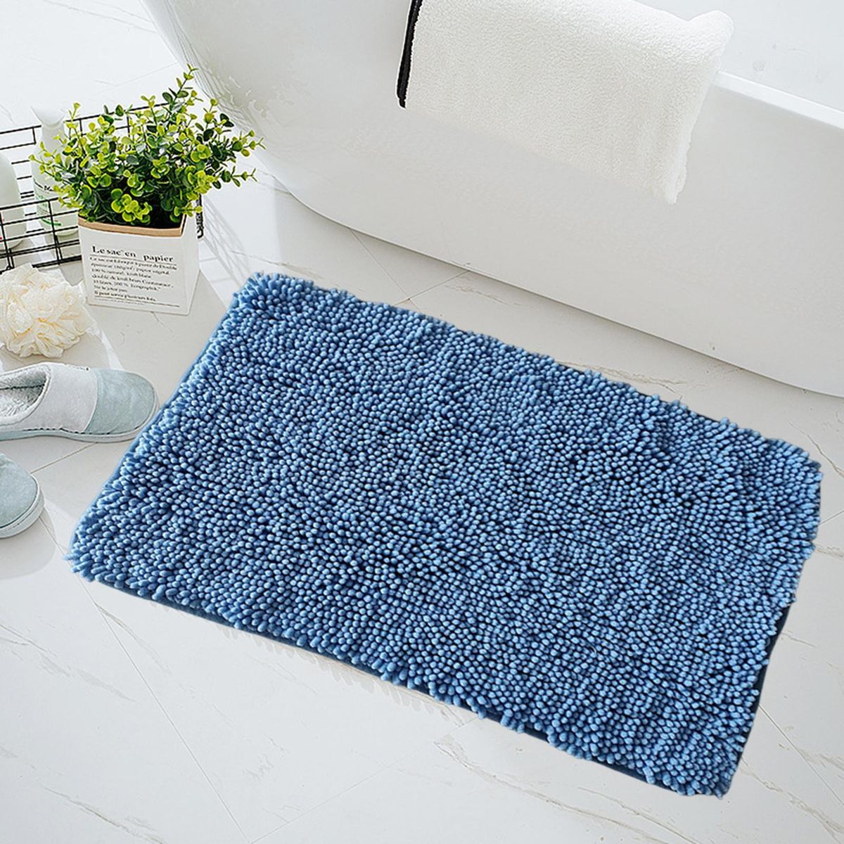 Area Carpet Shower Bathroom Anti-slip Floor Tiles Rug Decoration Blue