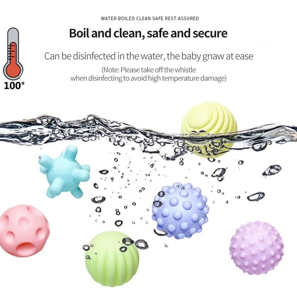 4PCS Set Soft Rubber Multi-Texture Baby Grab Ball Toy Exercise Grasp Ability Hand Grab Ball