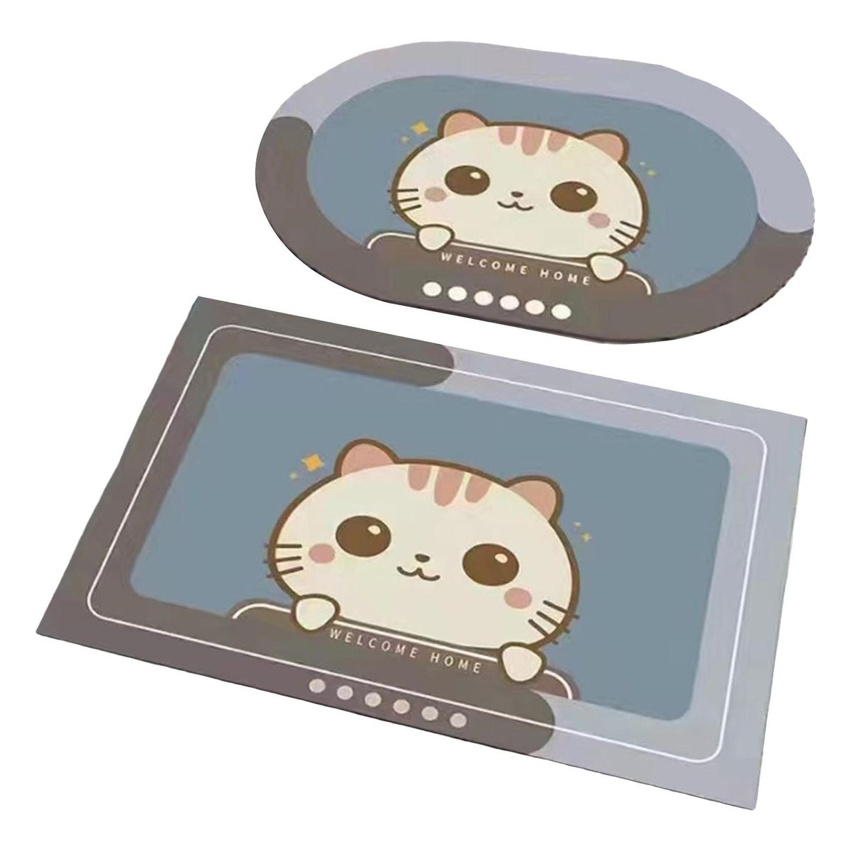 2Pcs Bathroom Rug Cartoon Bear Printing Anti-slip Floor Doormat Decoration Yellow