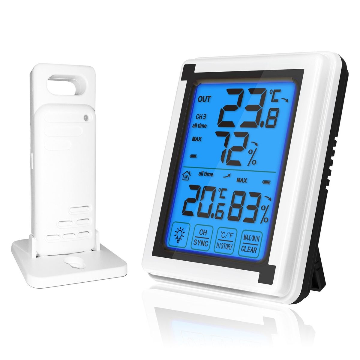 Indoor Outdoor Thermometer Digital Wire-less Hygrometer With