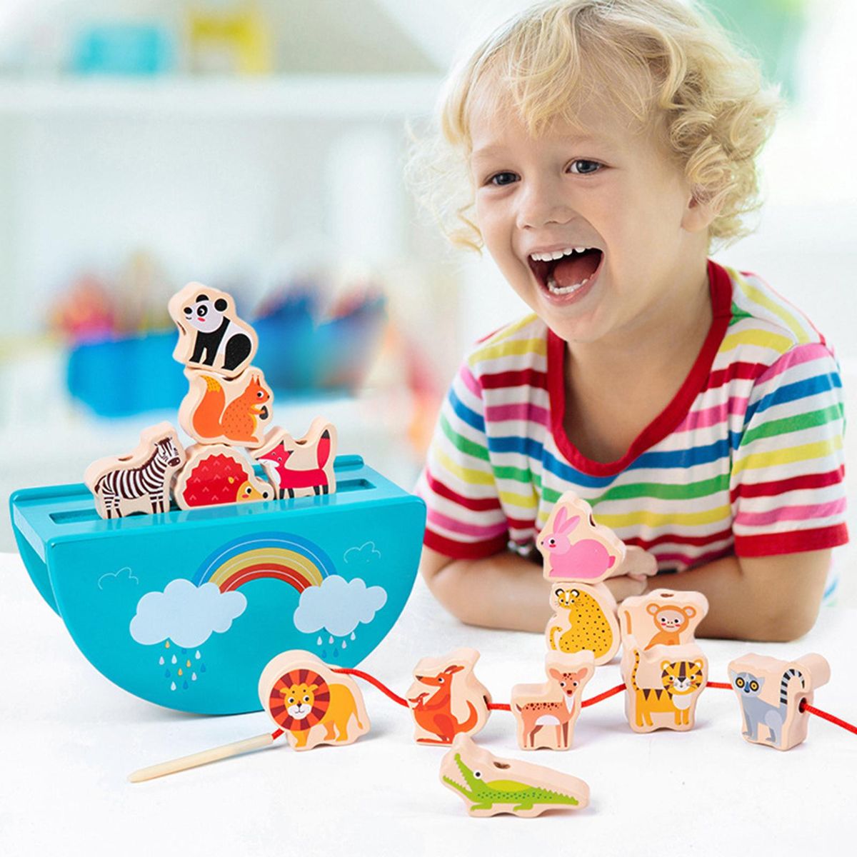 1 Set Animal Cognitive Toys Baby Stacking Toys with Animal Balance Puzzle