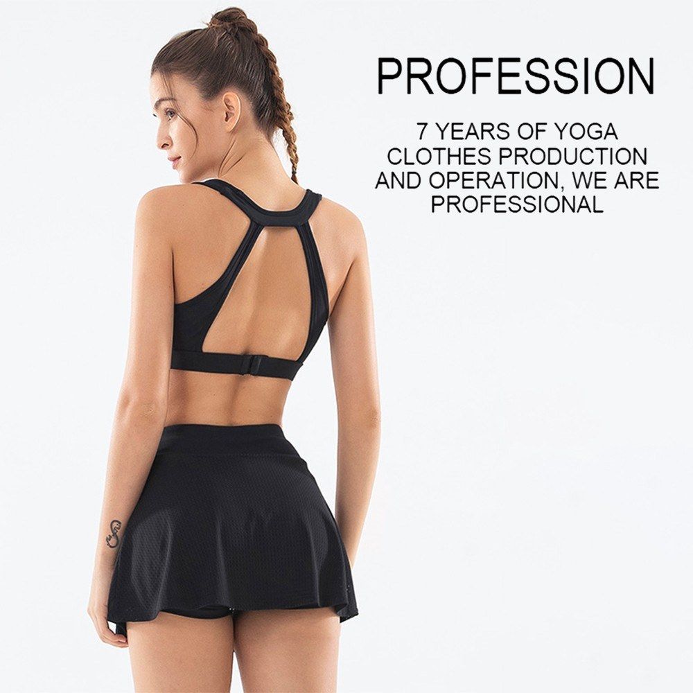 Women's 2 Pieces Outfits Sleeveless O Neck Mesh Sports Bras