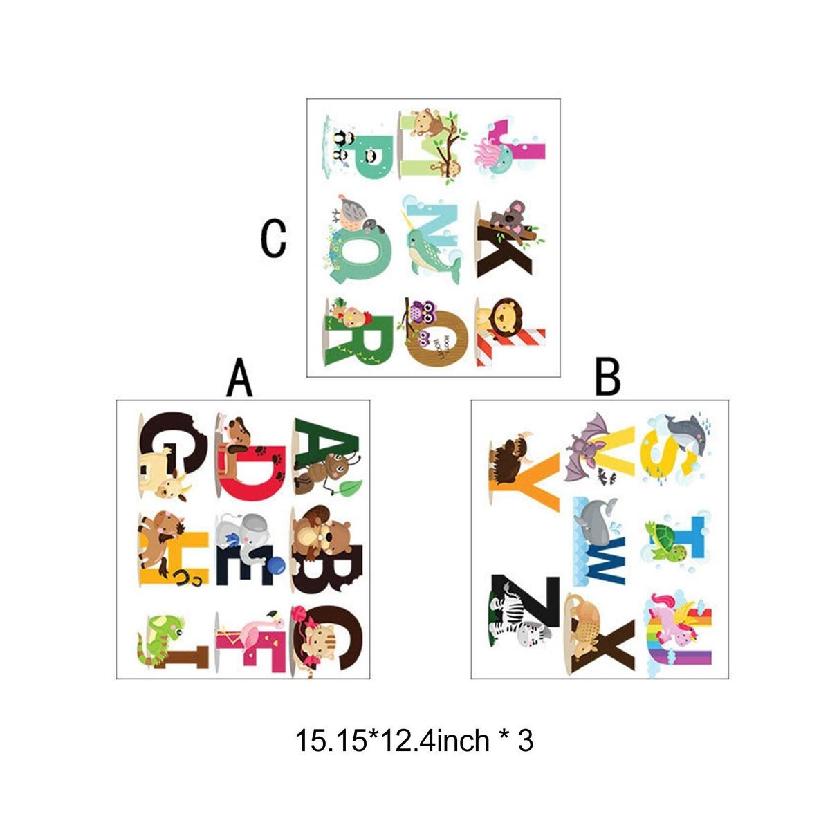 Alphabet Shaped Wall Decals DIY Letter Theme Boys Kids Room Wall Stickers Removable Vinyl Wall Art Decor for Home Kindergarten Nursery Decorations