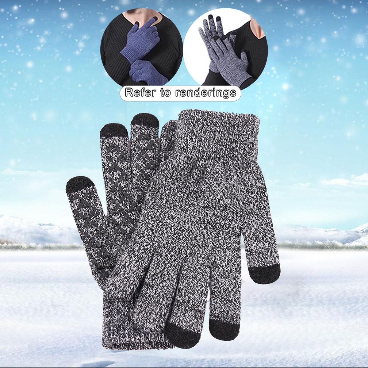 Winter Warm  Thermal Anti-Slip Grip Touch Screen Full Dark Gray