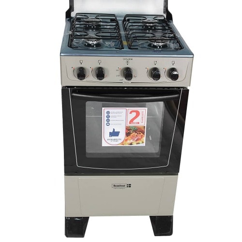 4 Burner Standing Gas Cooker With Oven - Grey