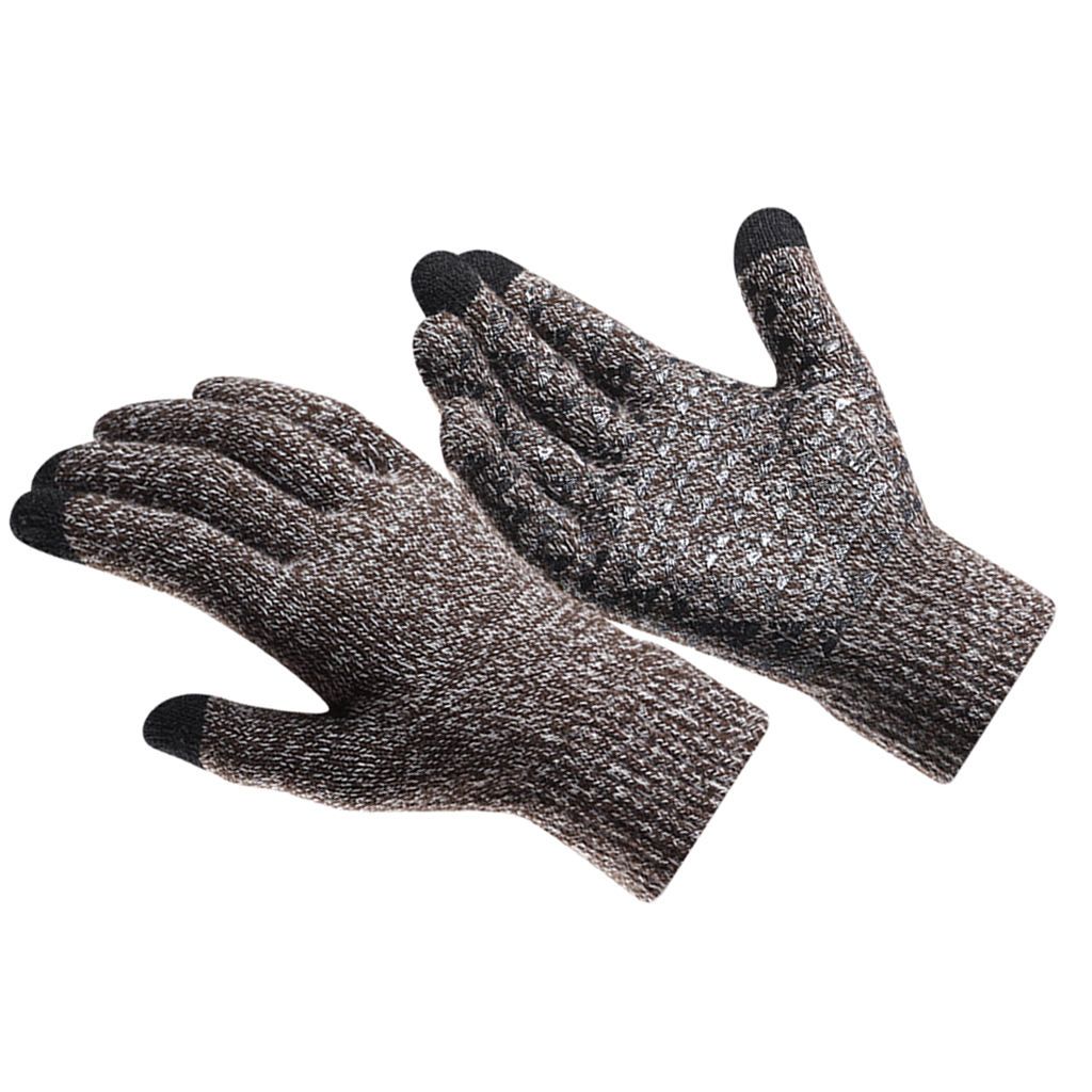 Winter Knit  Warm Thermal Elastic Cuff Anti-Slip Hands Coffee1
