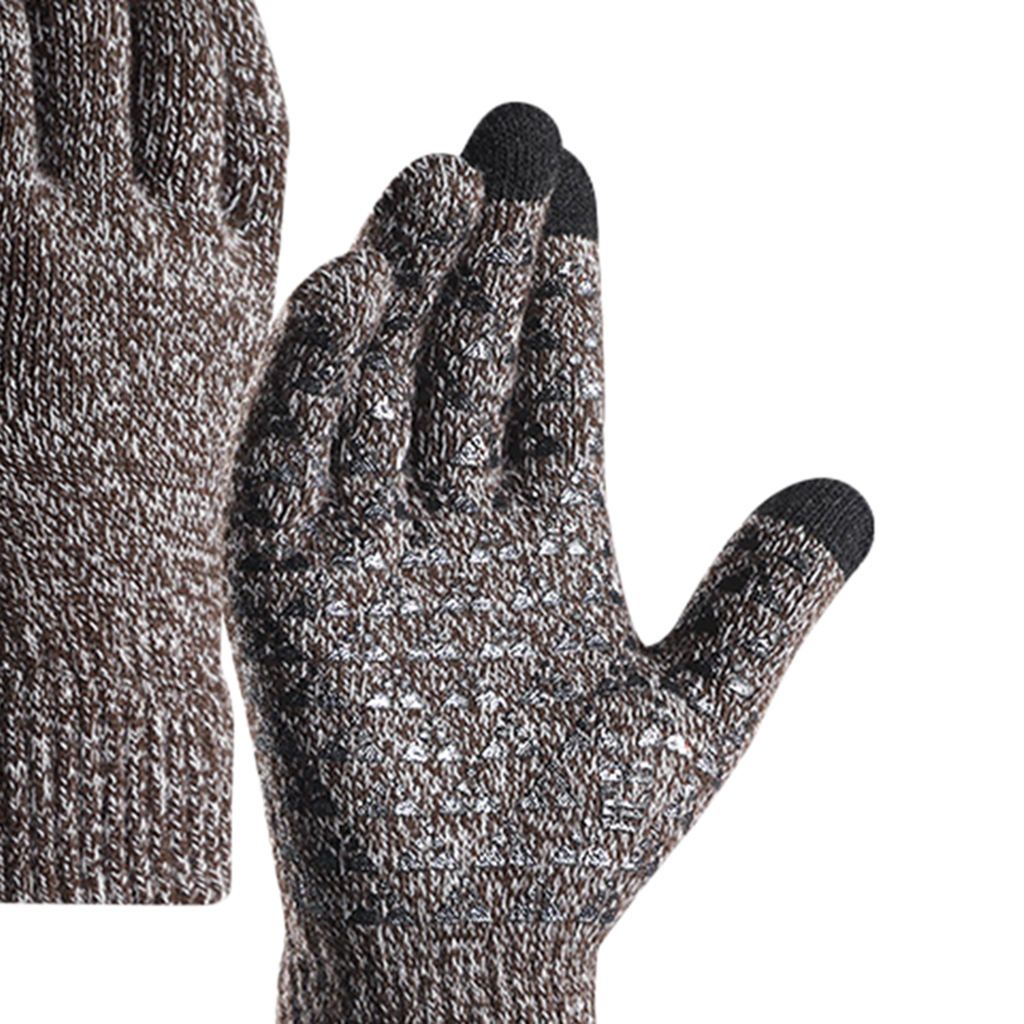 Winter Knit  Warm Thermal Elastic Cuff Anti-Slip Hands Coffee1