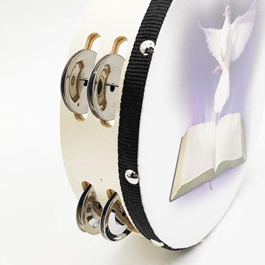 8 Inch Wood Handheld Tambourine Double Row, Tambourines