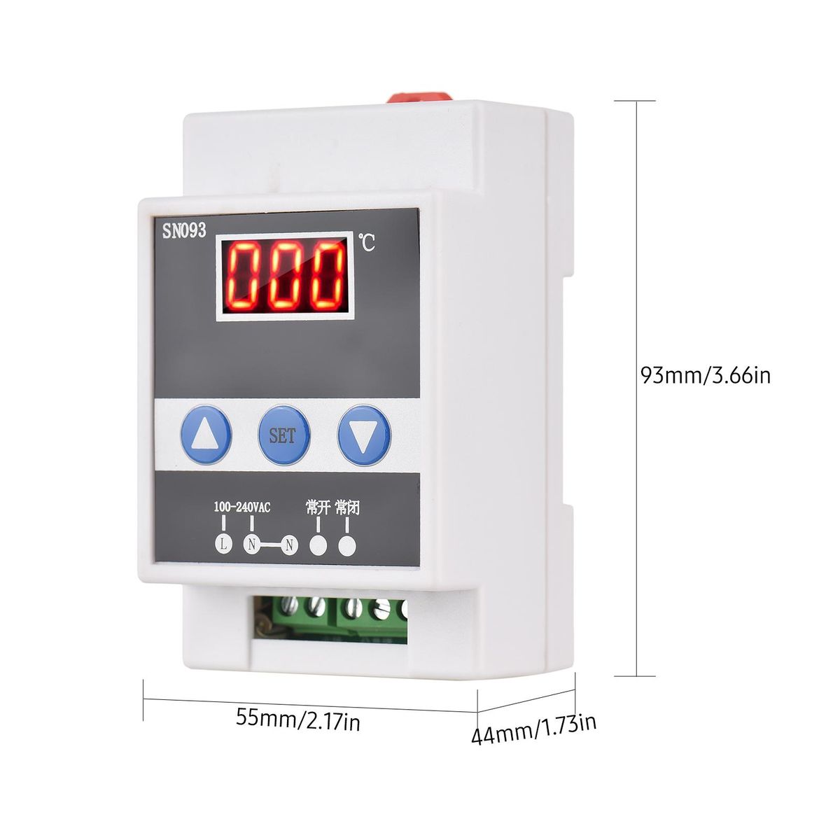 110-240V Rail Thermostat One-way Temperature Controller LED Digital Temperature Controlling Switch Constant Temperature Refrigeration Cooling & Heating with Water Drop Probe