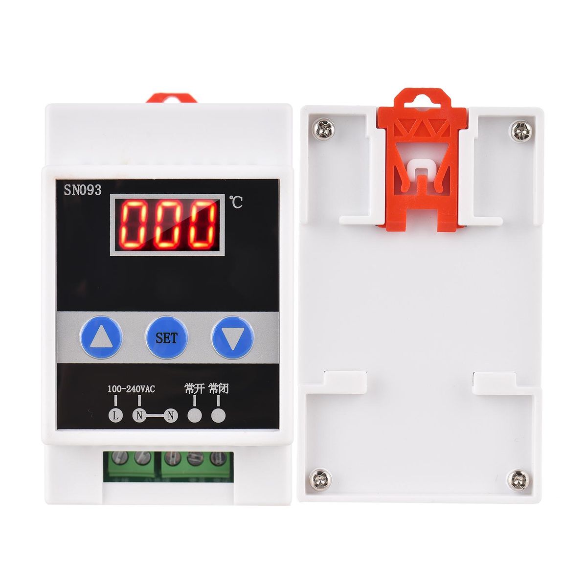 110-240V Rail Thermostat One-way Temperature Controller LED Digital Temperature Controlling Switch Constant Temperature Refrigeration Cooling & Heating with Water Drop Probe