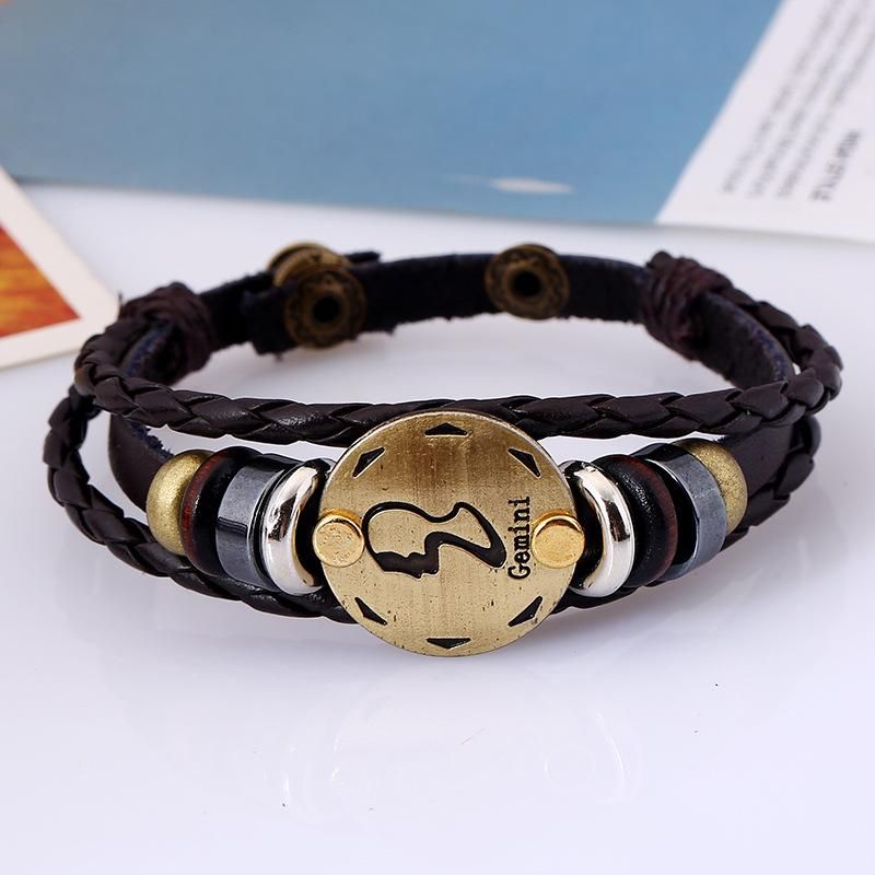 Leather Bracelet Birthday Gift Knitting Adjustable Jewelry