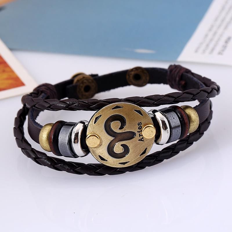 Leather Bracelet Birthday Gift Knitting Adjustable Jewelry