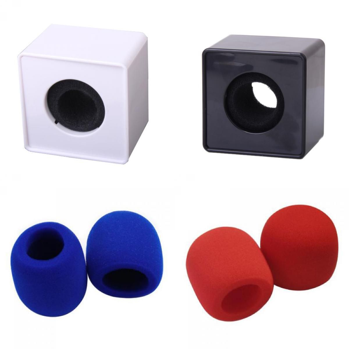 2x Mic Interview ABS Flag Station+ 2 Pairs Foam Microphone