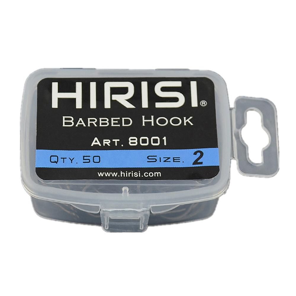 HIRISI 50Pcs Barbed Coated Carp Fishing Hooks with Eye