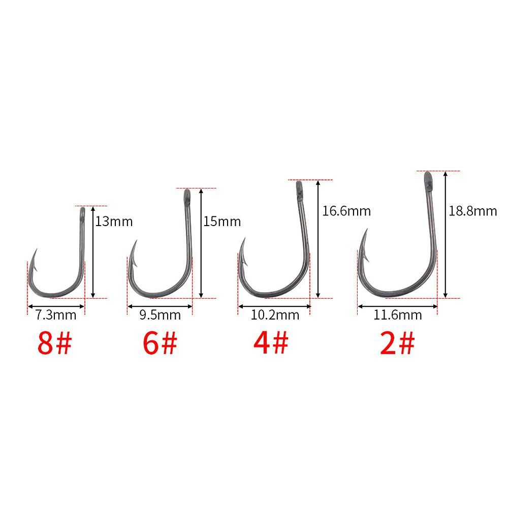 HIRISI 50Pcs Barbed Coated Carp Fishing Hooks with Eye