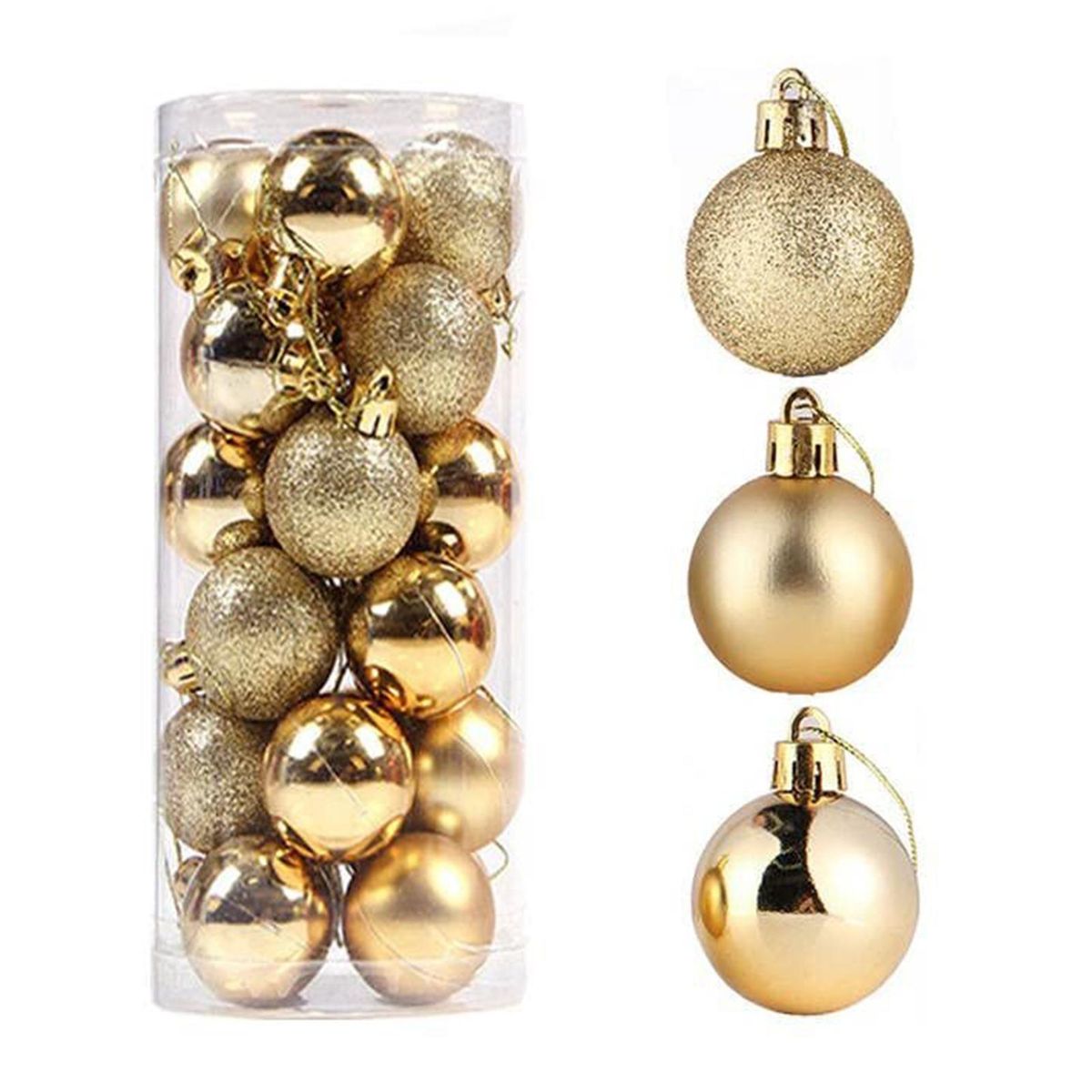 Decorative Christmas Baubles Festive Delights 24-piece for 2023 Golden