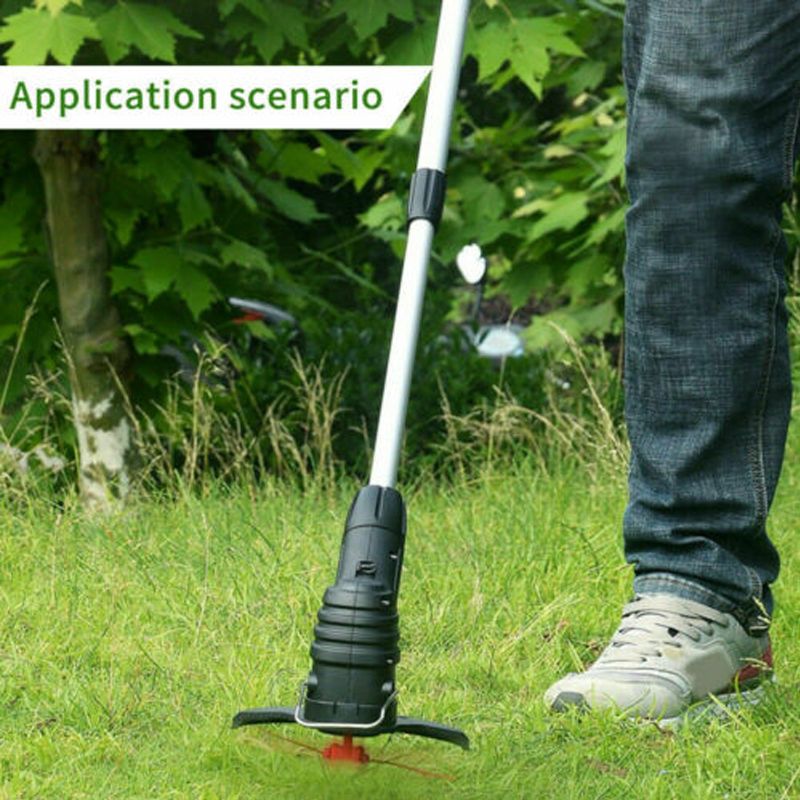 Rechargeable Cordless Electric Weeder Mower Home Garden GrTrimmer Cutter Telescopic Extension Pole Free Movement