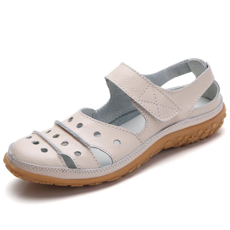 Summer women's sandals large size hollowed-out hole shoes leather mother shoes women's single shoes