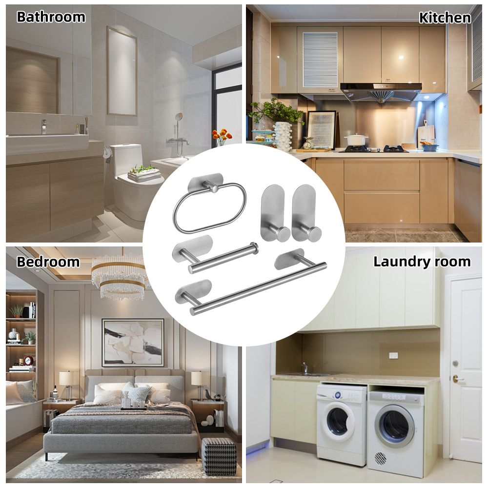 5PCS Bathroom Towel Storage Set With Towel Bar Toilet Roll