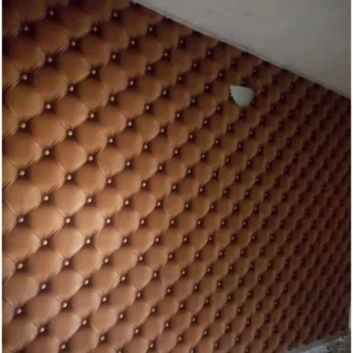 Brown Faux Leather Wallpaper