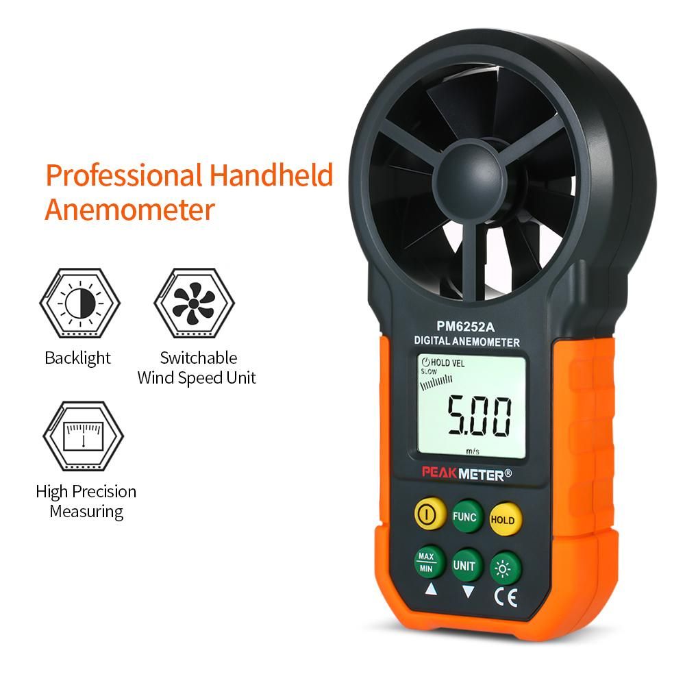 PEAKMETER Handheld Anemometer Portable Wind Speed Meter CFM Meter Wind Gauges Air Flow Thermometer with LCD Backlight for Weather Data Collection Outdoors Sailing Surfing Fishing